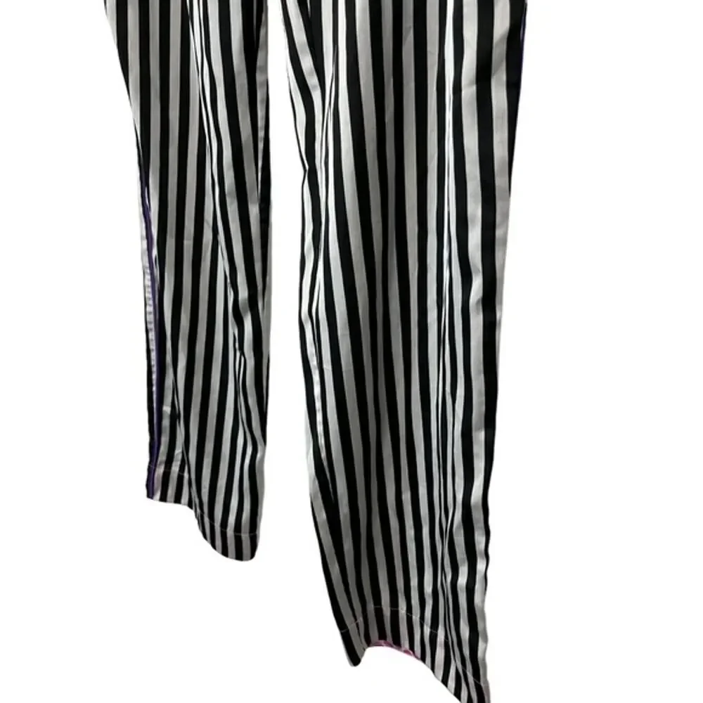 JUICY COUTURE Black White Pink Purple Satin Pajama Pants Loungewear Sleep sz M